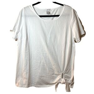 Ellos white short sleeve tshirt top with side tie detail size L